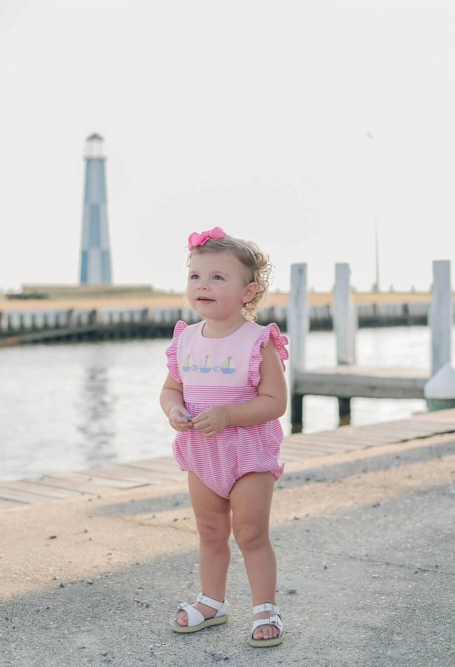 NEW TROTTER STREET KIDS girls set sail ruffle sunsuit in pink